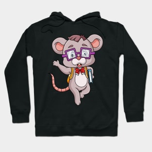 The smart mouse is going to school and waving hand Hoodie